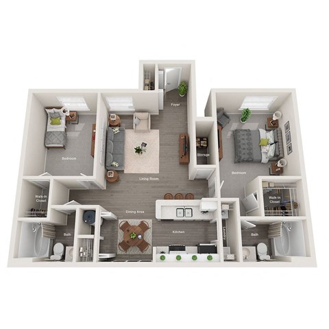 a 3d drawing of a floor plan of a house
