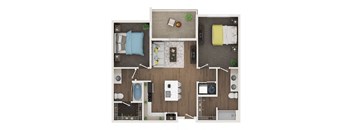 2 bed 2 bath apartment floor plan