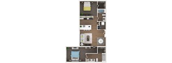 1 bed 2 bath apartment floor plan