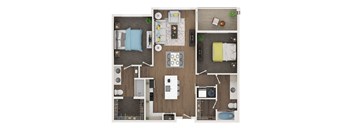 2 bed 2 bath apartment floor plan