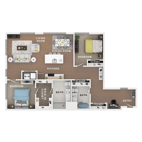 2 bed 2 bath apartment floor plan