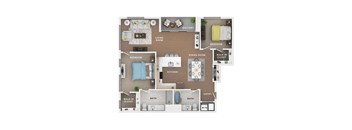 2 bed 2 bath apartment floor plan