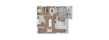 2 bed 2 bath apartment floor plan