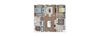 2 bed 2 bath apartment floor plan