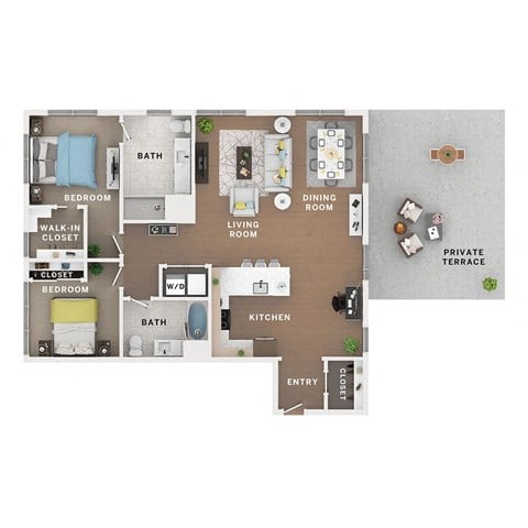 2 bed 2 bath apartment floor plan