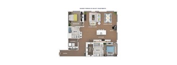 2 bed 2 bath apartment floor plan