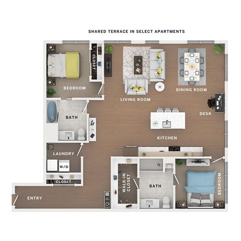 2 bed 2 bath apartment floor plan