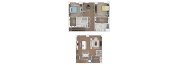 2 bed 2.5 bath town home floor plan