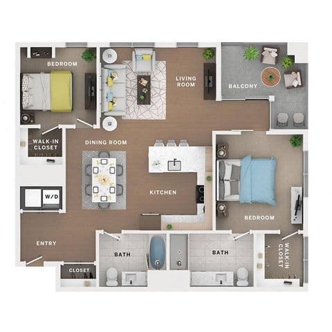 2 bed 2 bath apartment floor plan
