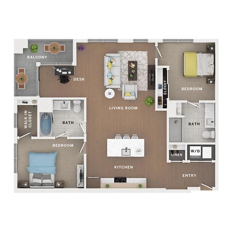 2 bed 2 bath apartment floor plan
