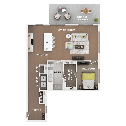 1 bed 1 bath apartment floor plan