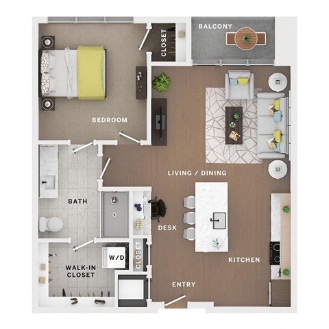 1 bed 1 bath apartment floor plan