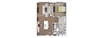 1 bed 1 bath apartment floor plan