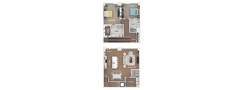 2 bed 2.5 bath town home floor plan