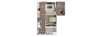 1 bed 1 bath apartment floor plan