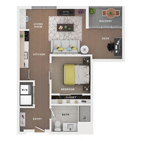 1 bed 1 bath apartment floor plan