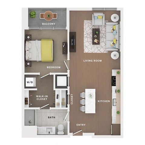 1 bed 1 bath apartment floor plan