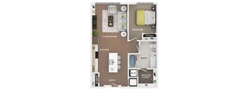 1 bed 1 bath apartment floor plan