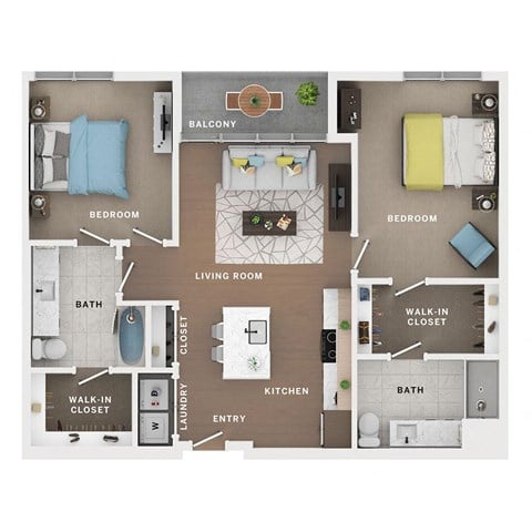 2 bed 2 bath apartment floor plan