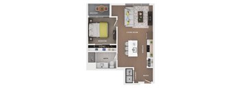 1 bed 1 bath apartment floor plan