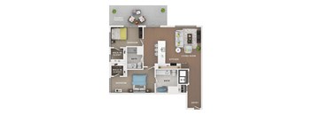2 bed 2 bath apartment floor plan
