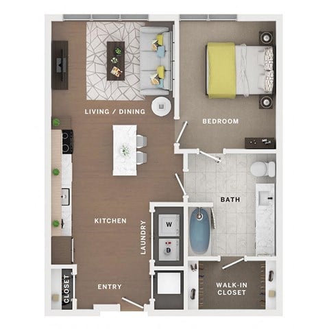 1 bed 1 bath apartment floor plan