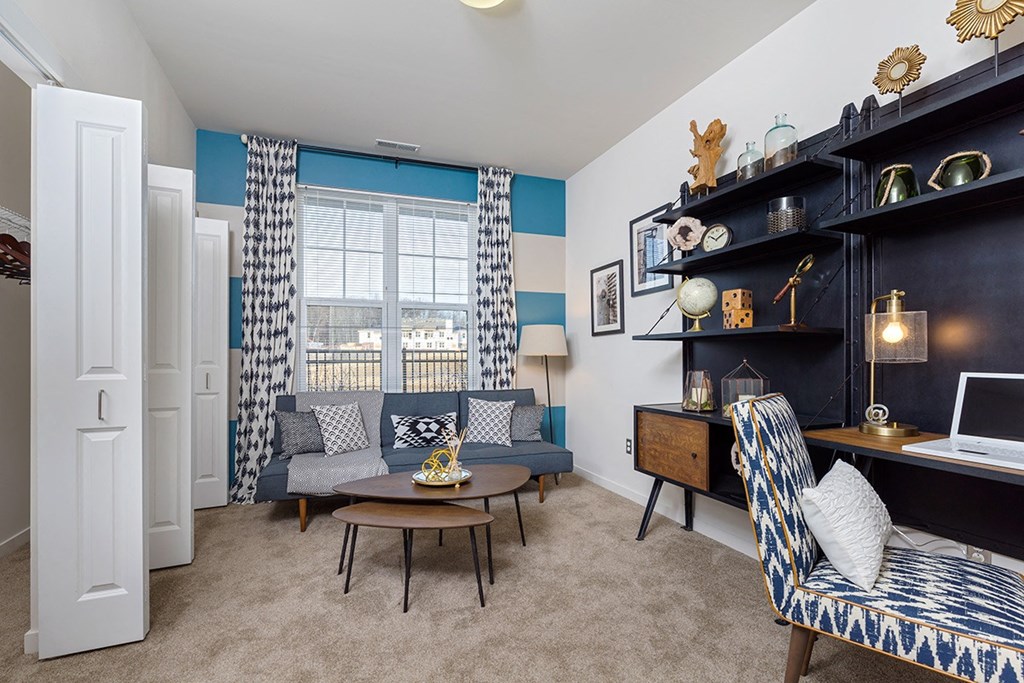 office with desk and futon