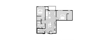 2 bed 1 bath apartment floor plan