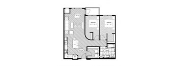 2 bed 1 bath apartment floor plan
