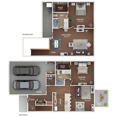 a floor plan of a house with a garage and a bedroom