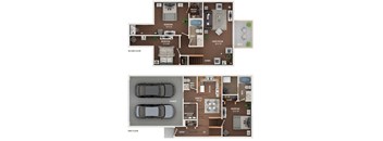 the floor plan with two bedrooms and a baths