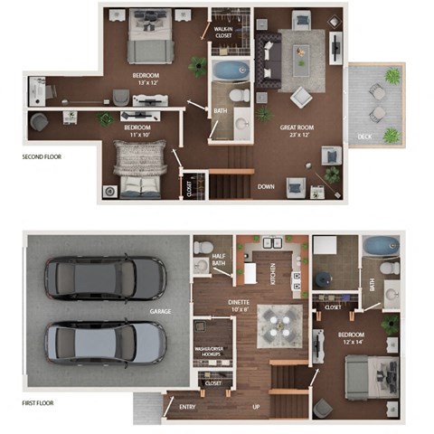 the floor plan with two bedrooms and a baths