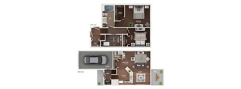 two floor plans of a house with a car and a garage