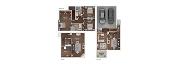 the floor plan of the residence is shown in different layouts