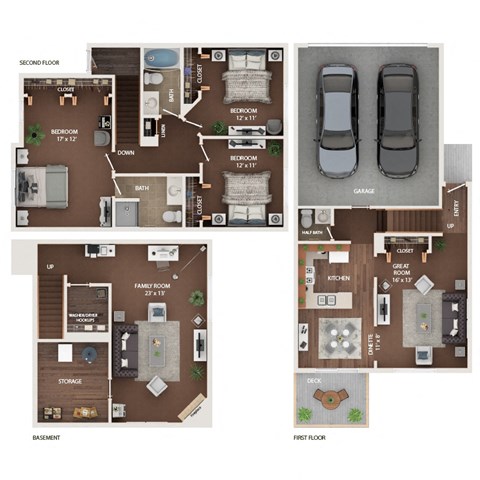 the floor plan of the residence is shown in different layouts