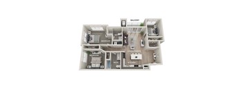 A diagram of a house layout with labeled rooms.