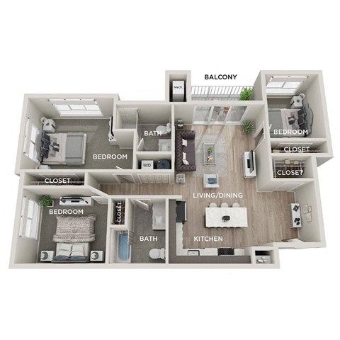 A diagram of a house layout with labeled rooms.