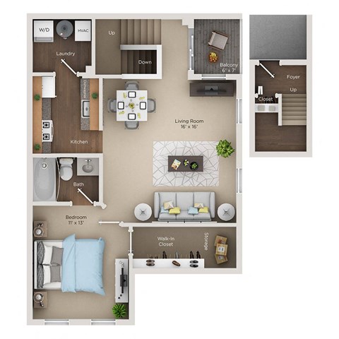 1 bed 1 bath apartment floor plan