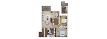 2 bed 1 bath apartment floor plan