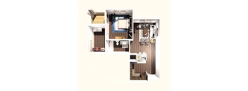 A series of images showing the interior of a small apartment.