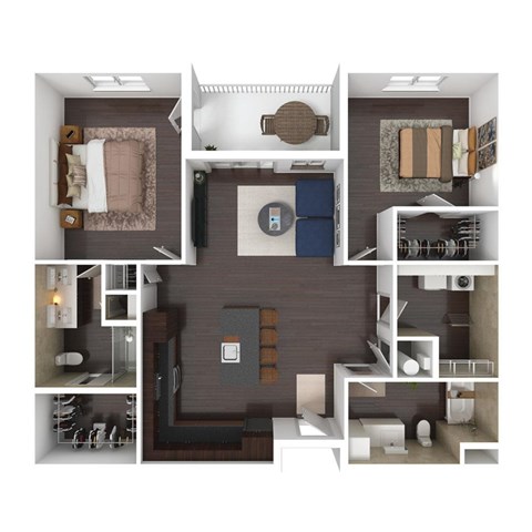 A series of images showing different layouts of a small apartment.