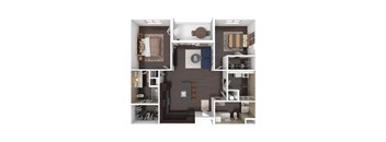 A series of images showing different layouts of a small apartment.