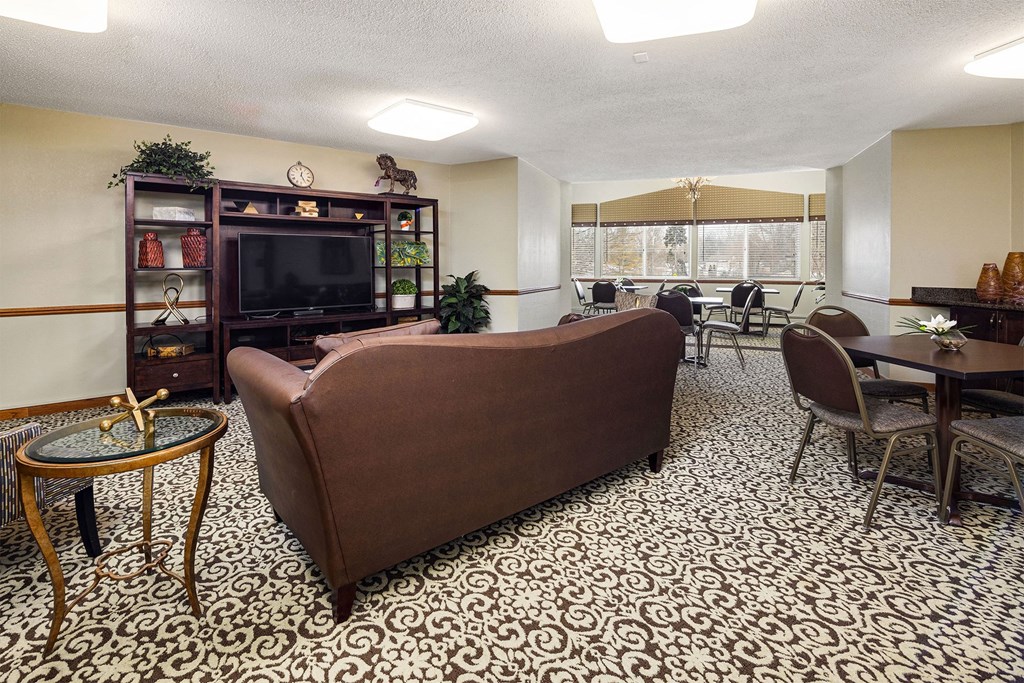 a living room with a couch and a television