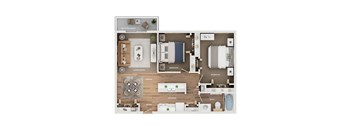 A floor plan of a house showing the layout of the rooms.