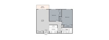 2 bed 1 bath apartment floor plan