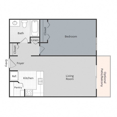 1 bed 1 bath apartment floor plan