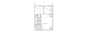 A black and white image of a 2BR type 2 floor plan.