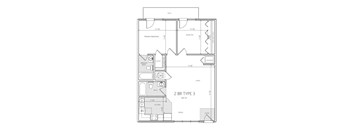 A floor plan of a 2BR Type 3 apartment sized at 942 square feet.