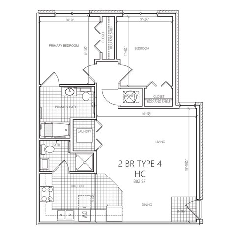A floor plan of a 2 bedroom, 4 bathroom house.