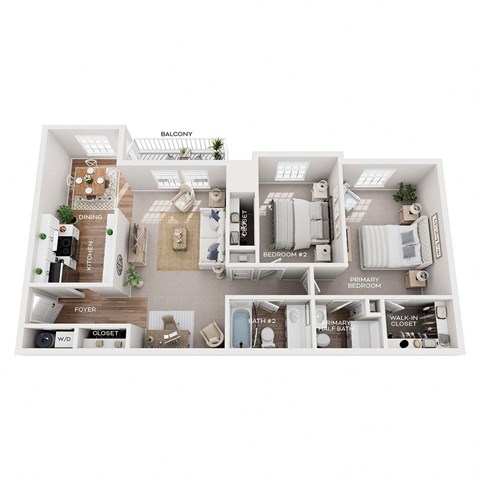 a 3 bedroom floor plan  503 square feet